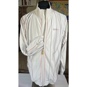 Coogi White Striped Multi Color Full Zip Jacket Men's 4XL